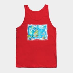 St Lucia Illustrated Travel Map With Roads Tank Top